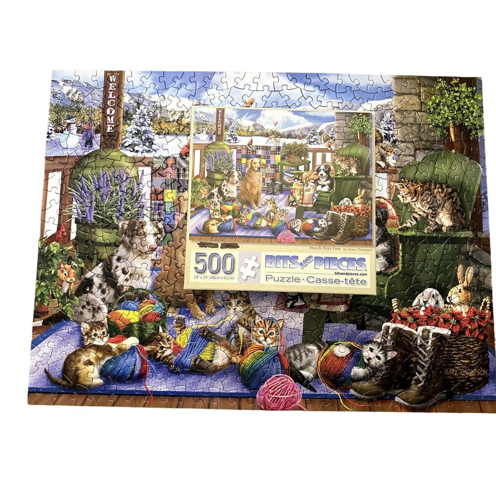 Bits and Pieces Porch Pets Fun by Mary Thompson 500 Piece Puzzle
